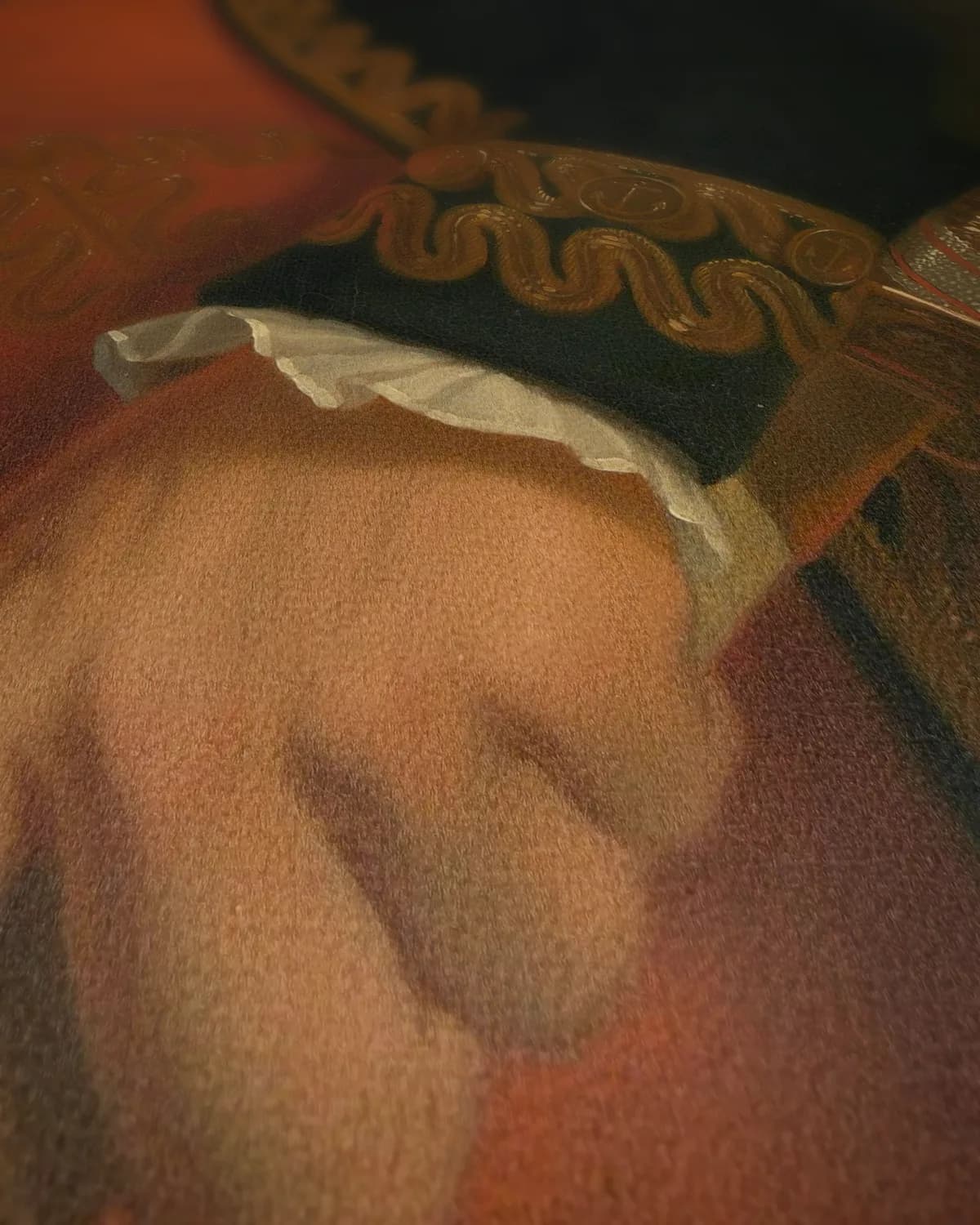 Portret van Johan Arnold Zoutman op geweven fluweel, uitsnede 1 van 3