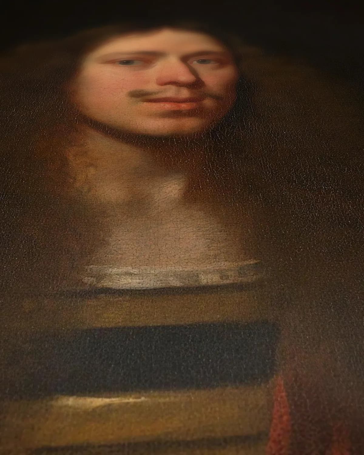 Portret van Johan Servaes van Limburg (1632-1698) op geweven fluweel, uitsnede 3 van 3