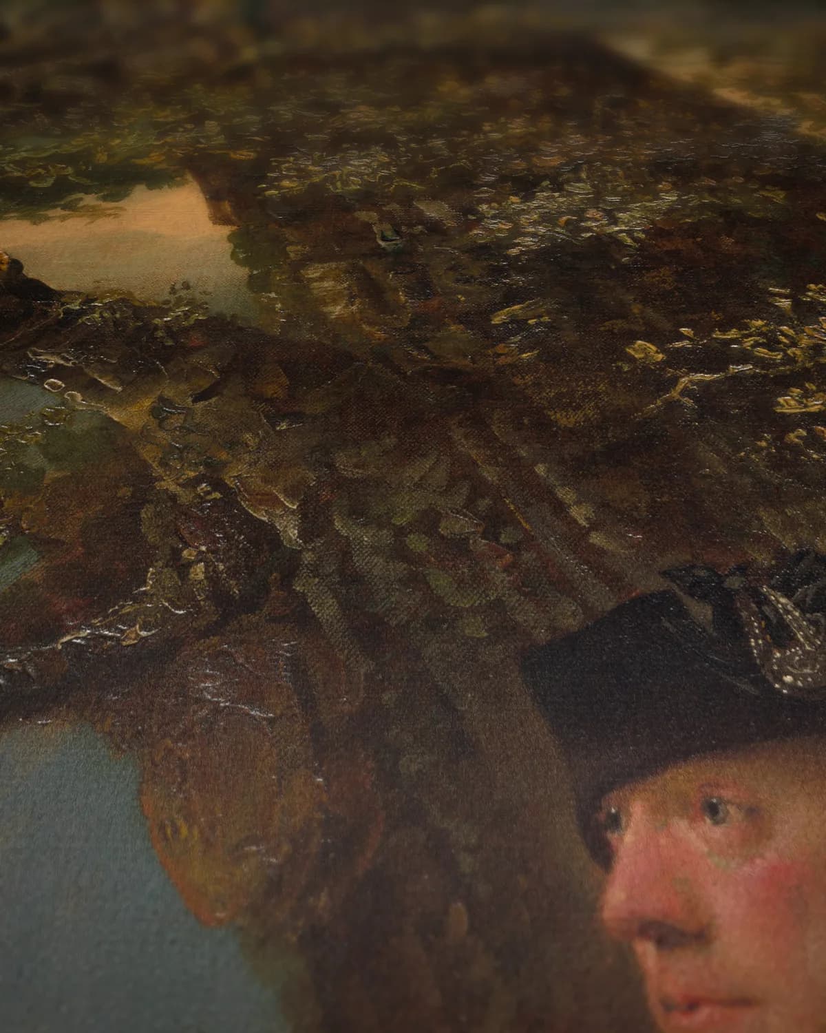 Portret van kolonel Charles Heathcote op geweven fluweel, uitsnede 3 van 3