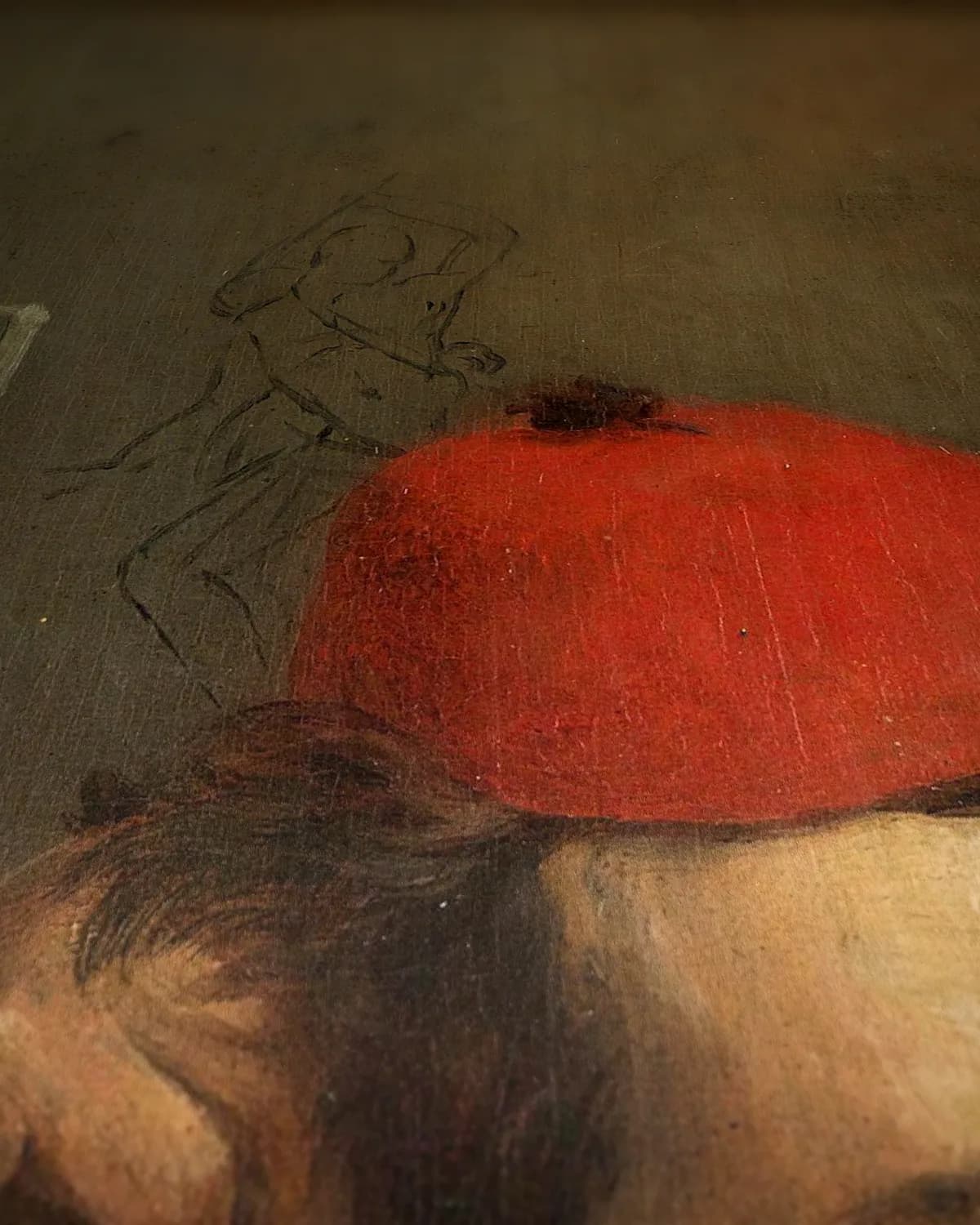 Portret van Louis Royer, beeldhouwer op geweven fluweel, uitsnede 3 van 3