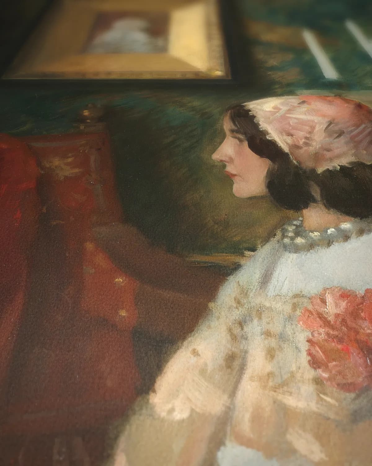 Portret van mijn dochter Alice op geweven fluweel, uitsnede 3 van 3