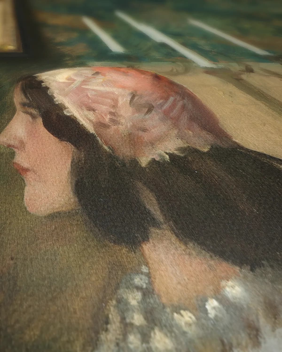 Portret van mijn dochter Alice op geweven fluweel, uitsnede 2 van 3