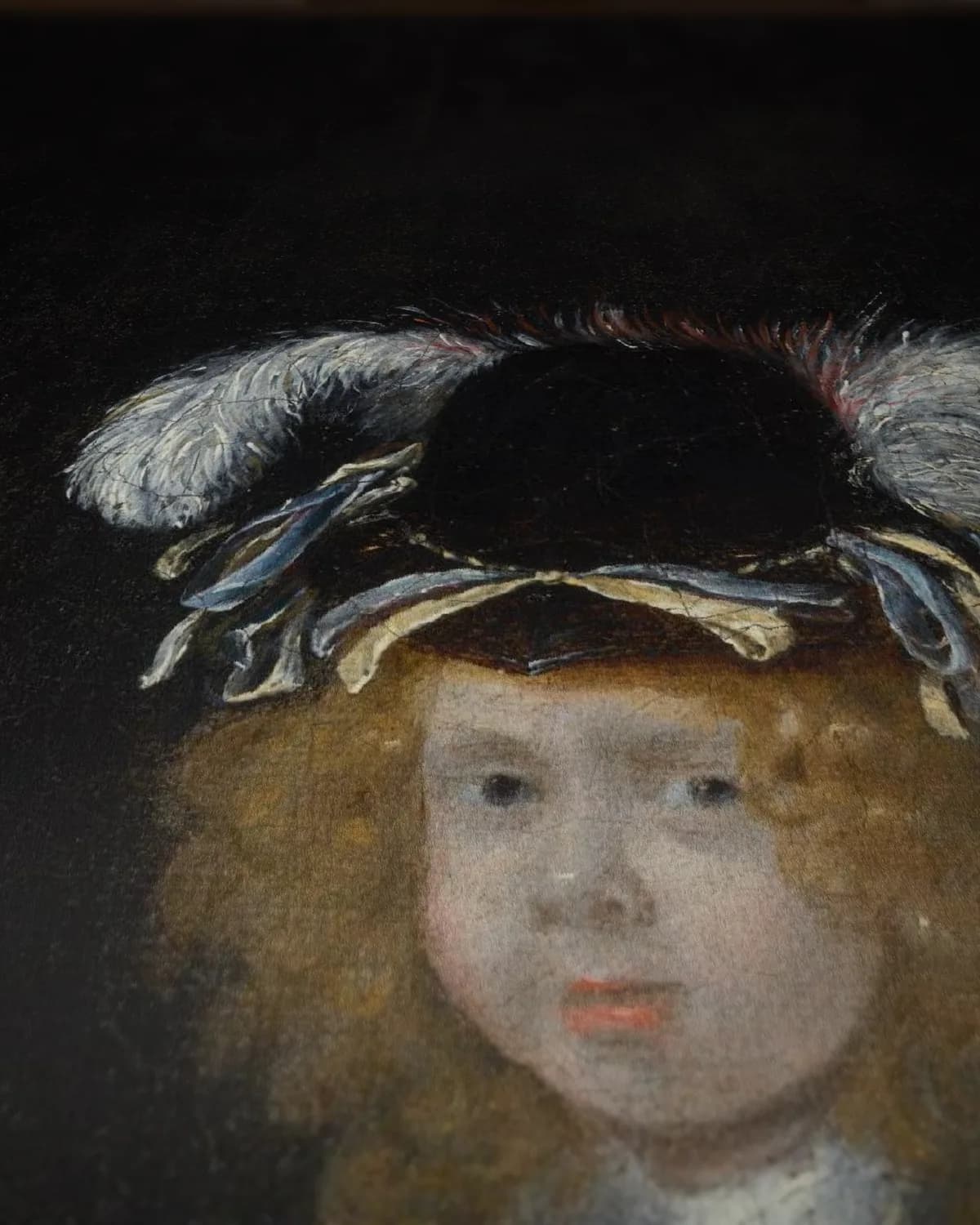 Portret van Moses ter Borch als tweejarig kind op geweven fluweel, uitsnede 3 van 3