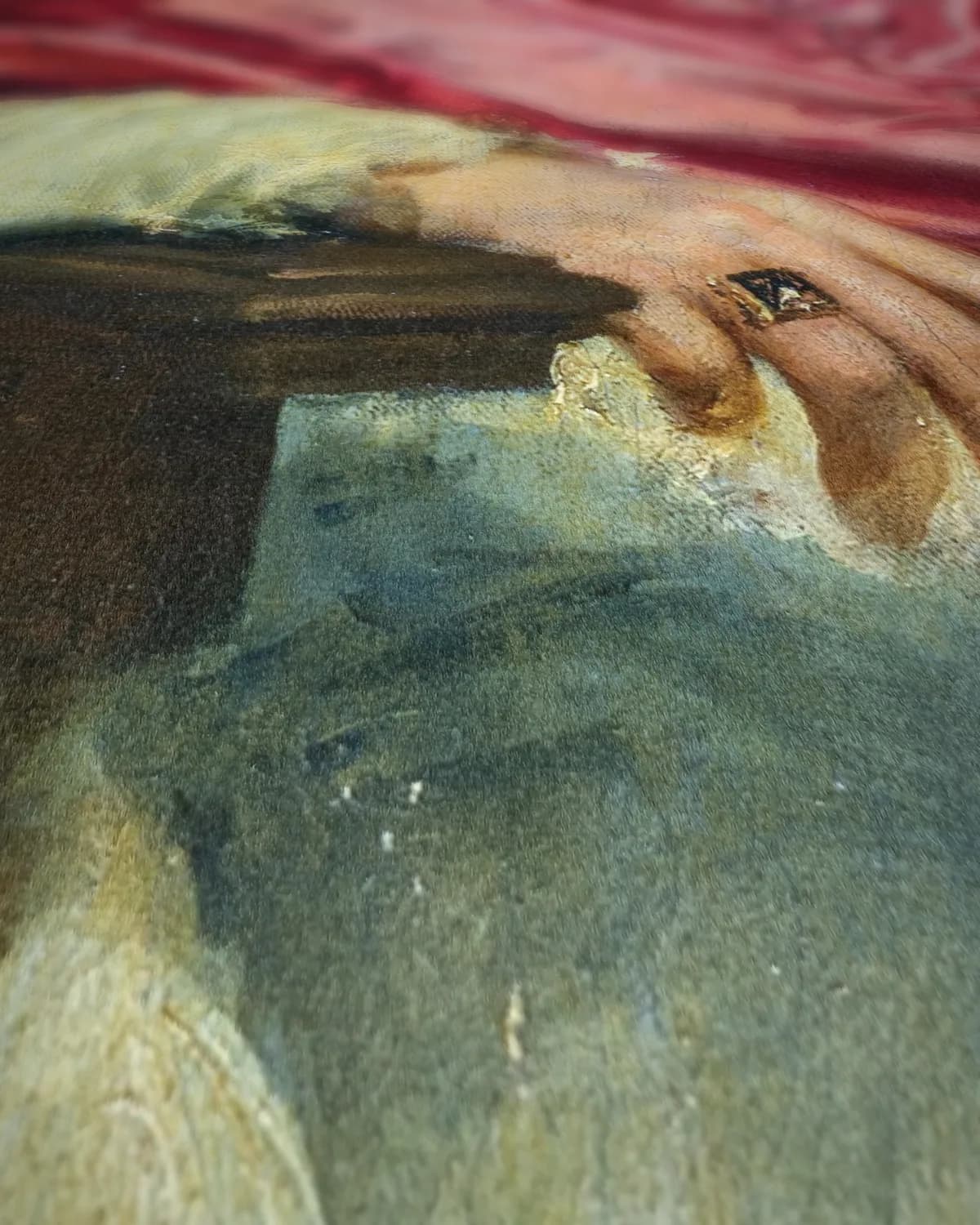 Portret van Paus Innocentius X op geweven fluweel, uitsnede 1 van 3