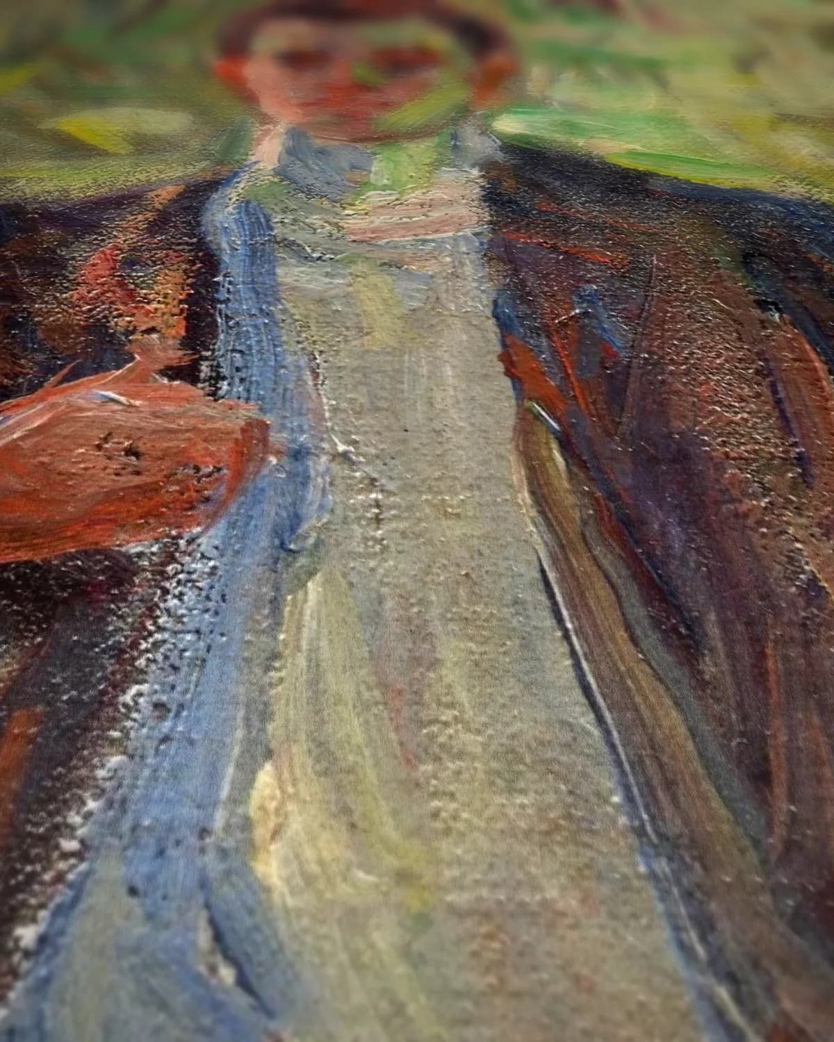Portret van Pierre, de zoon van de kunstenares op geweven fluweel, uitsnede 3 van 3