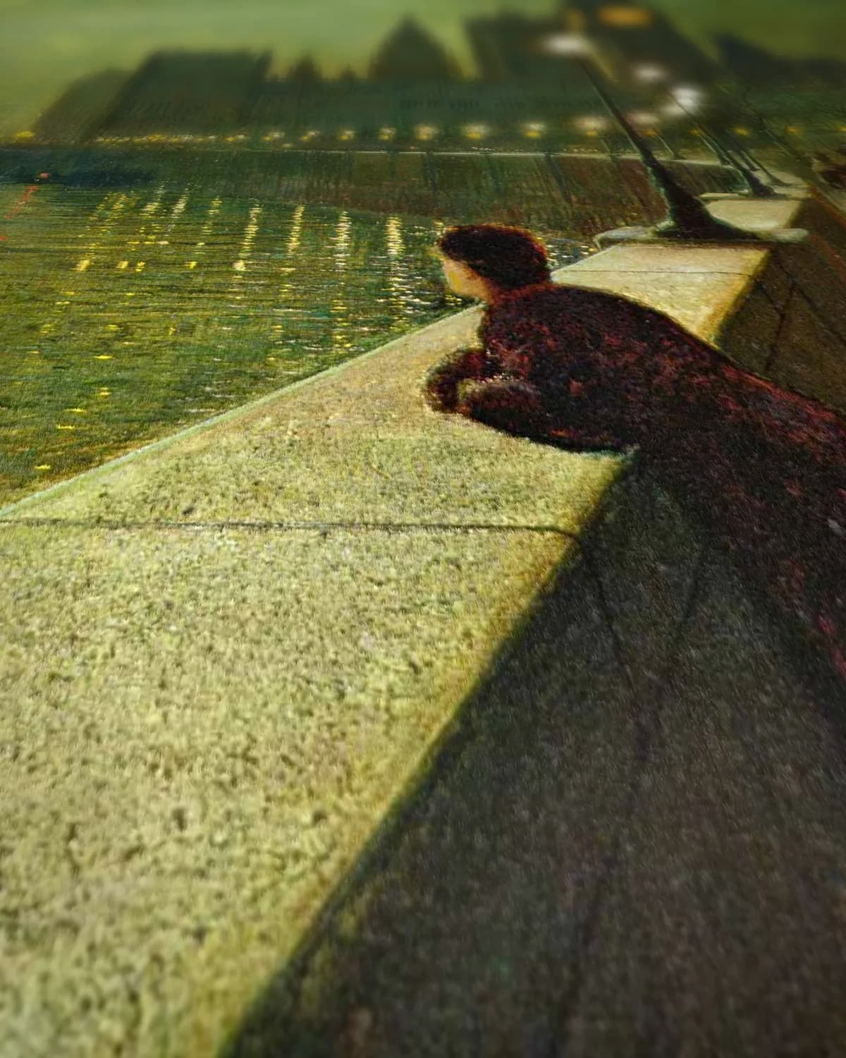 Reflecties op de Theems, Westminster op geweven fluweel, uitsnede 1 van 3