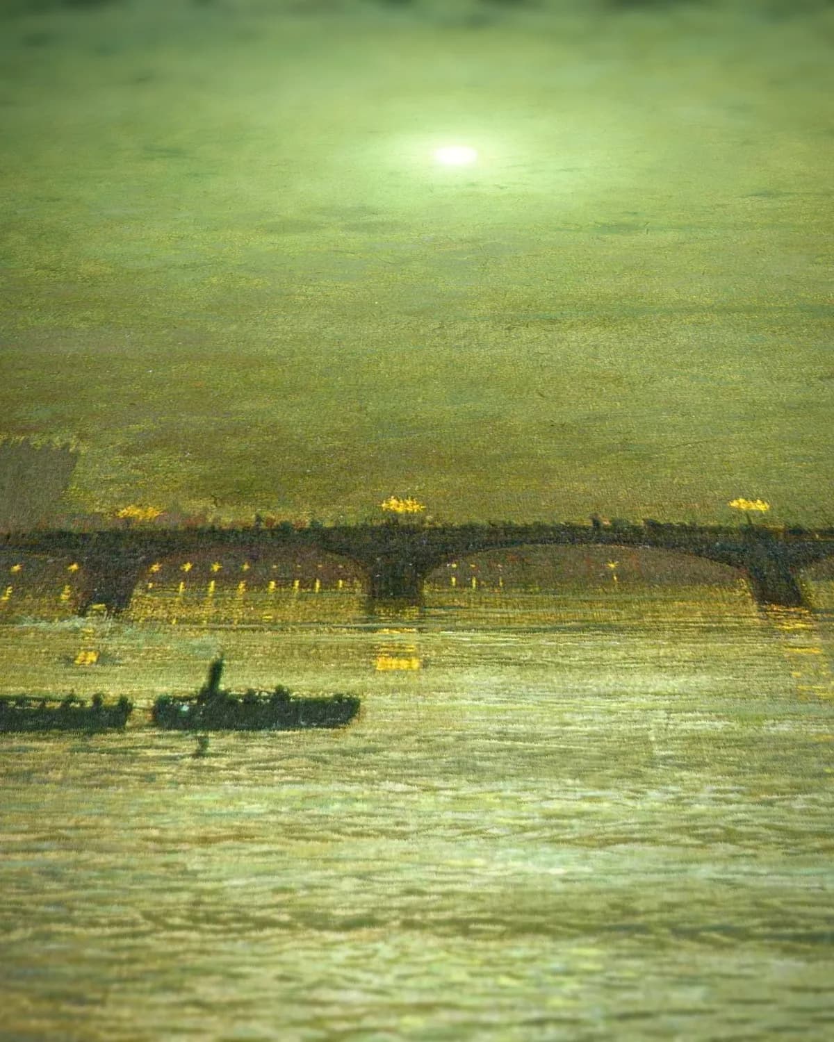 Reflecties op de Theems, Westminster op geweven fluweel, uitsnede 3 van 3