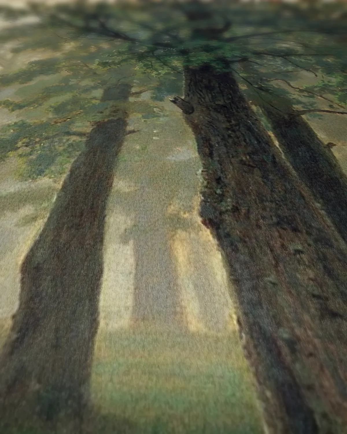 Regen in het eikenbos (1891) op geweven fluweel, uitsnede 1 van 3