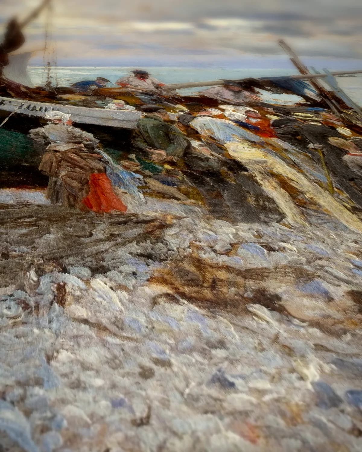 Return of the Fishing Boats, Étretat (1879) op geweven fluweel, uitsnede 2 van 3