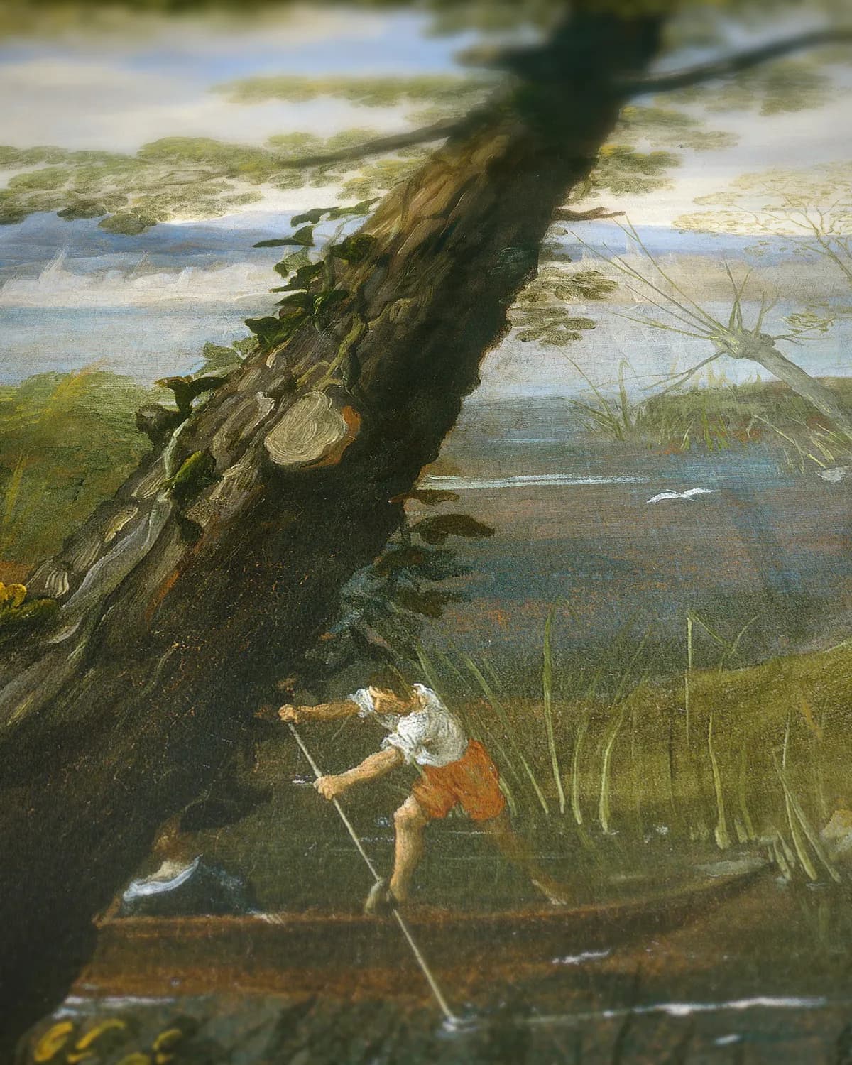 Rivierlandschap op geweven fluweel, uitsnede 3 van 3