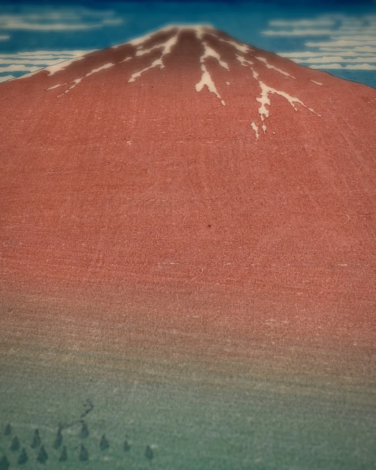 Rode Fuji (Zuidenwind, heldere lucht) op geweven fluweel, uitsnede 3 van 3