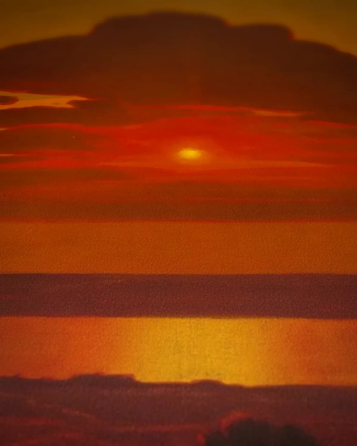 Rode zonsondergang aan de Dnjepr op geweven fluweel, uitsnede 3 van 3