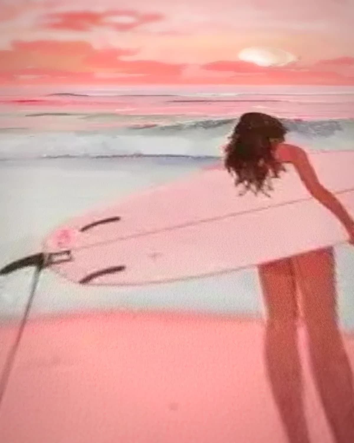 Roze Surfer op geweven fluweel, uitsnede 3 van 3
