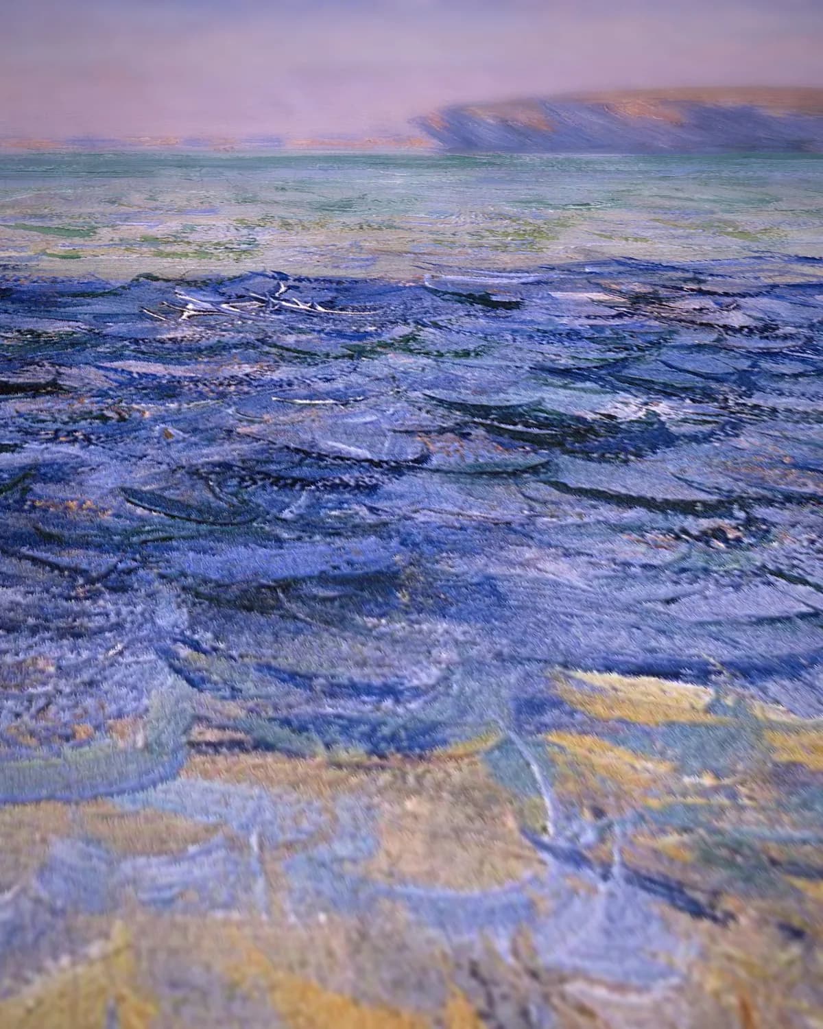 Schaduwen op Zee, De Kliffen bij Pourville op geweven fluweel, uitsnede 2 van 3