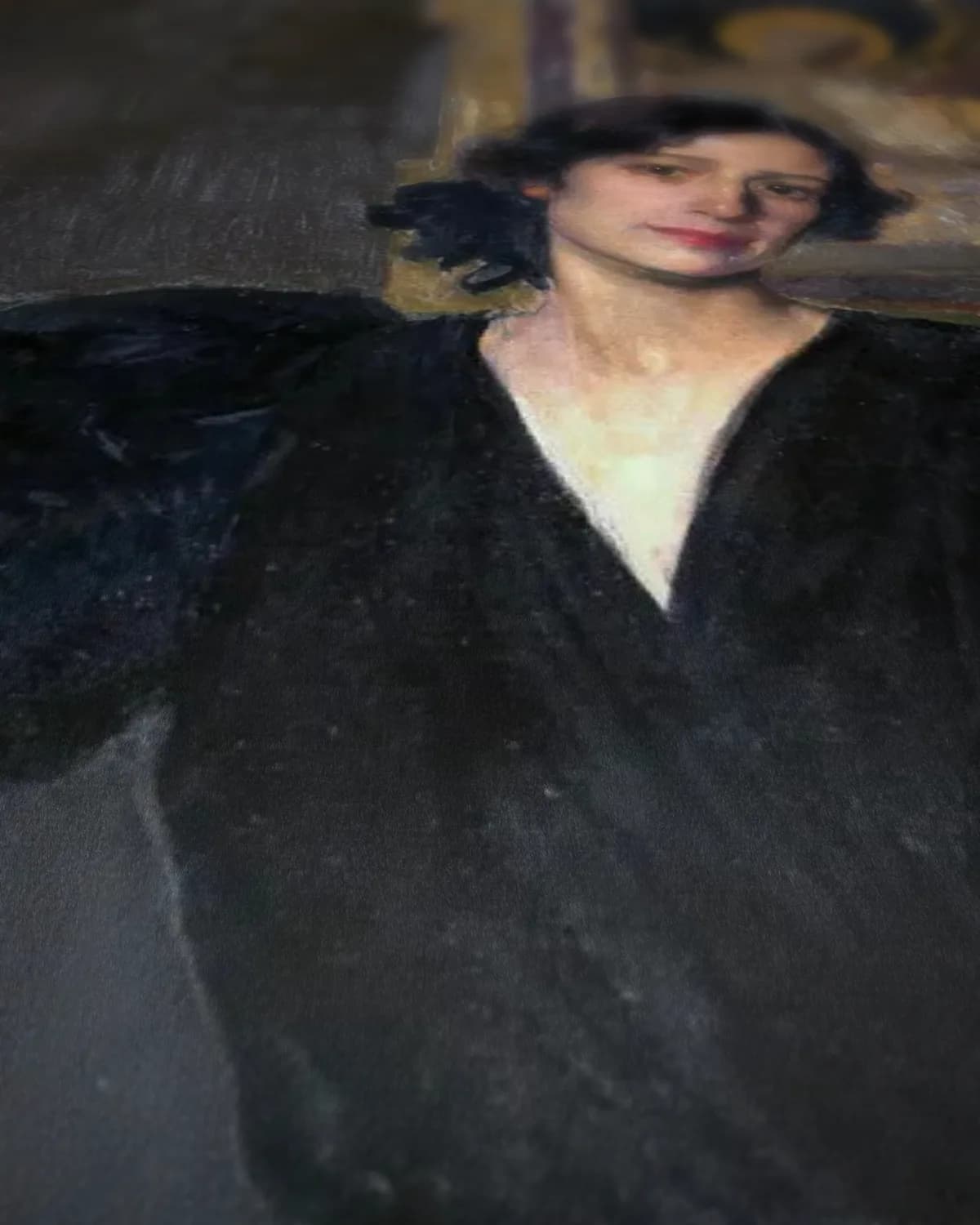 Señora de Sorolla in het zwart op geweven fluweel, uitsnede 3 van 3