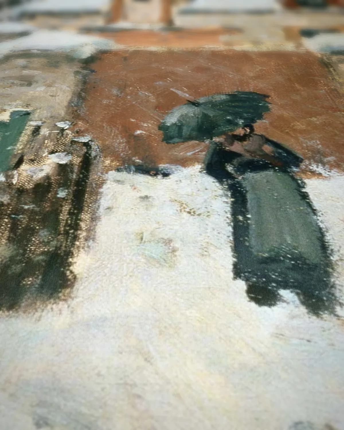 Sneeuw in Louveciennes (1878) op geweven fluweel, uitsnede 3 van 3