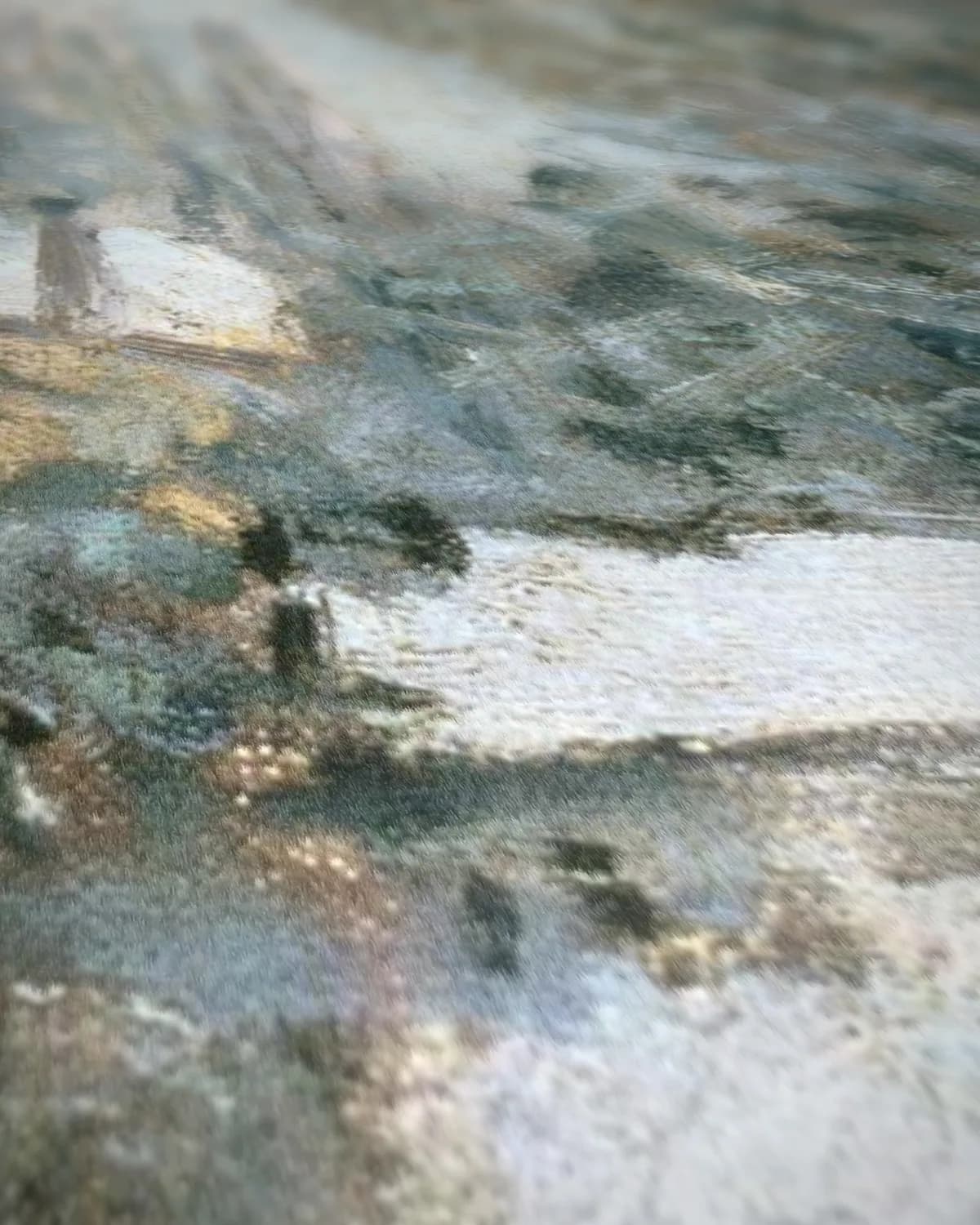 Sneeuw in Louveciennes (1878) op geweven fluweel, uitsnede 2 van 3