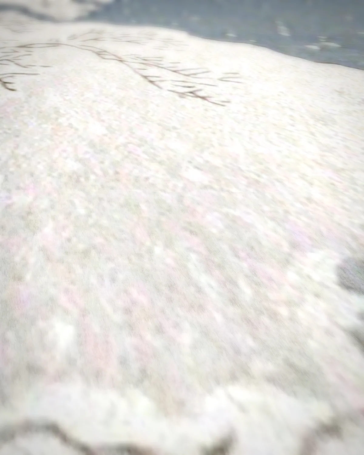 Sneeuwavond op een bergpad op geweven fluweel, uitsnede 2 van 3