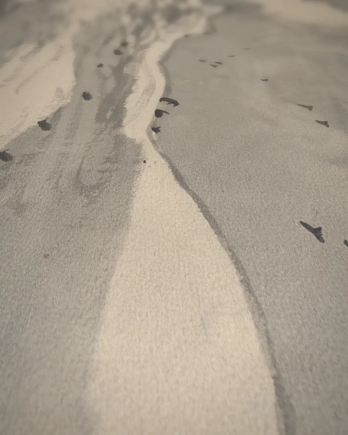 Sneeuwlandschap op geweven fluweel, uitsnede 1 van 3