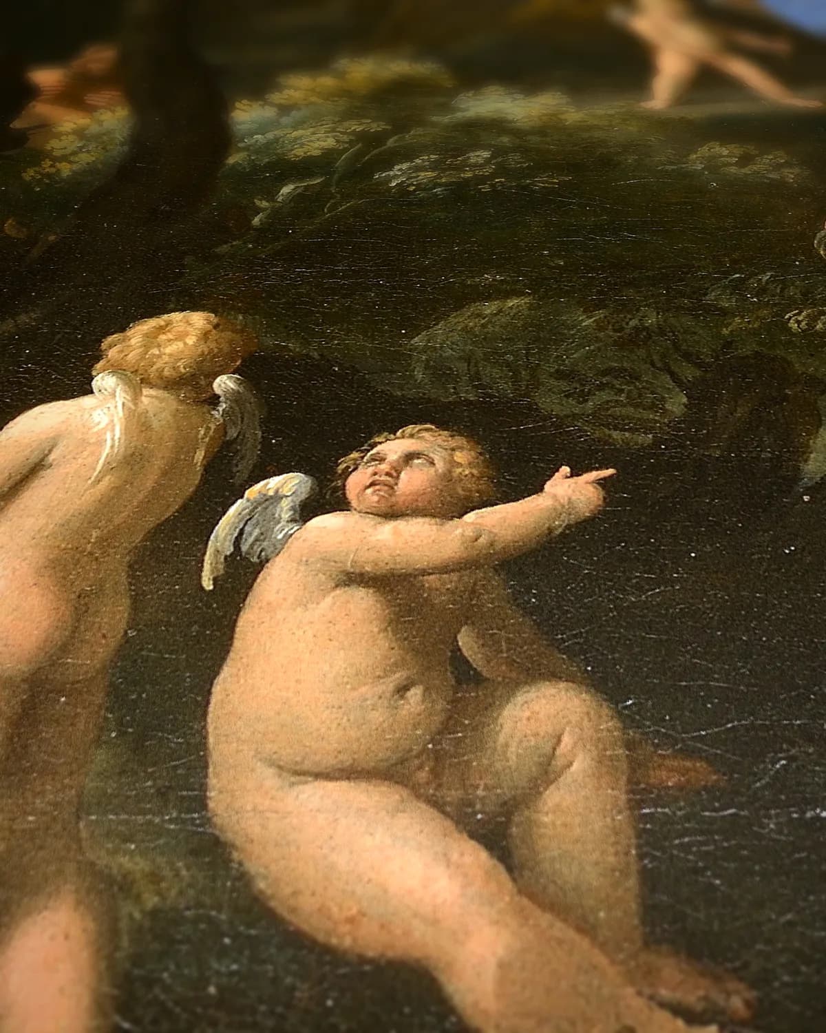 Spelende Amoretten op geweven fluweel, uitsnede 3 van 3