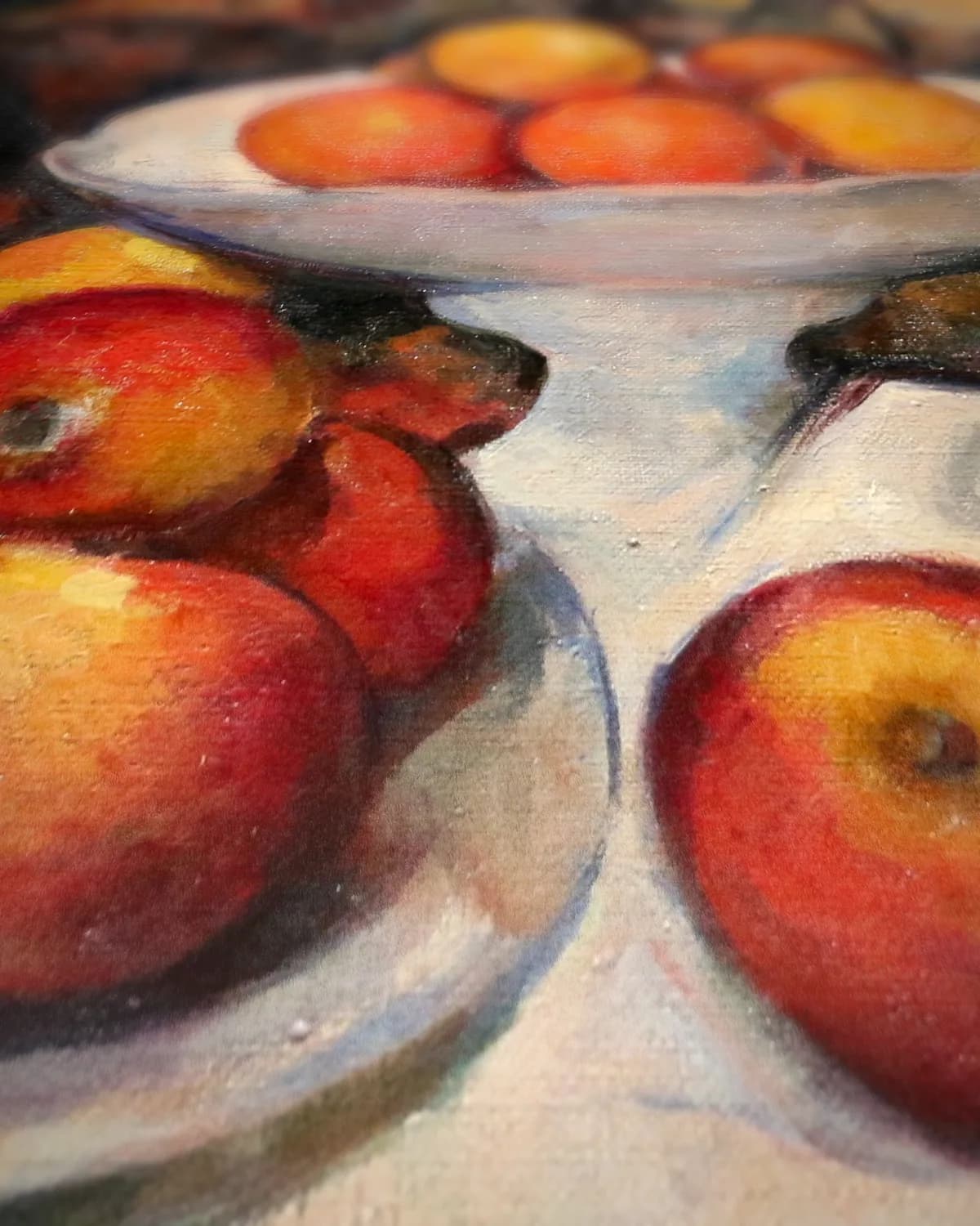 Stilleven met appels en sinaasappels op geweven fluweel, uitsnede 3 van 3