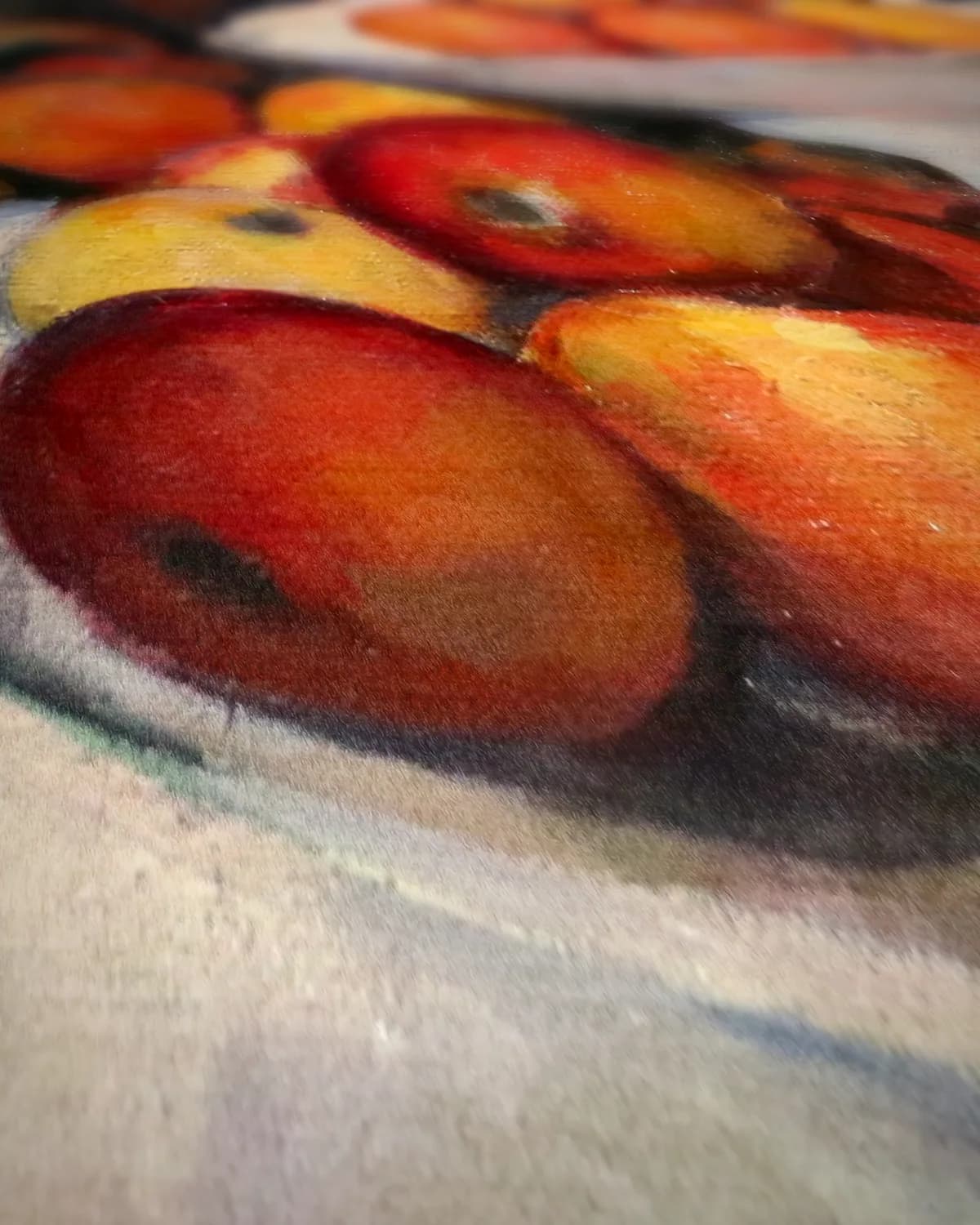Stilleven met appels en sinaasappels op geweven fluweel, uitsnede 2 van 3
