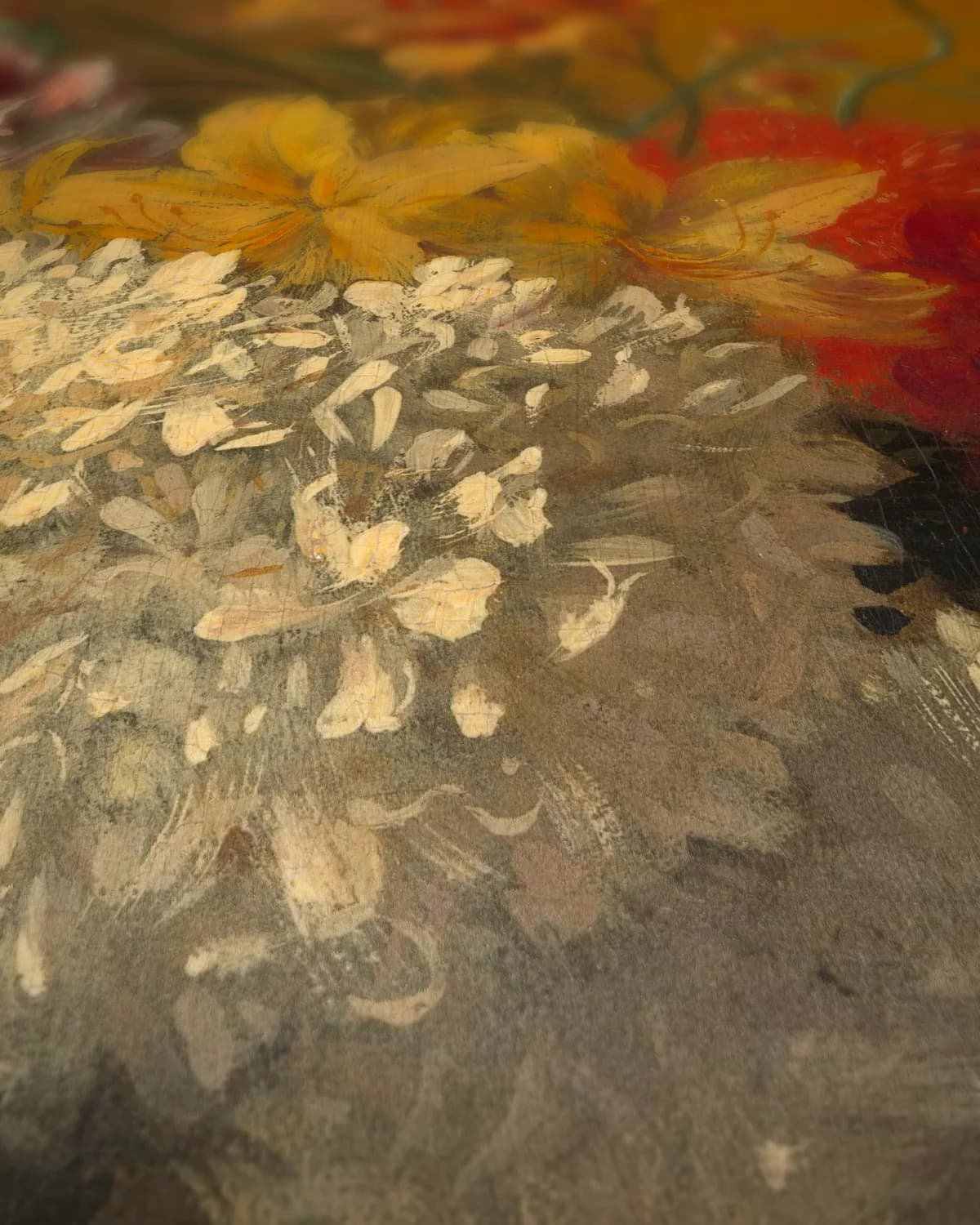 Stilleven met bloemen op geweven fluweel, uitsnede 3 van 3