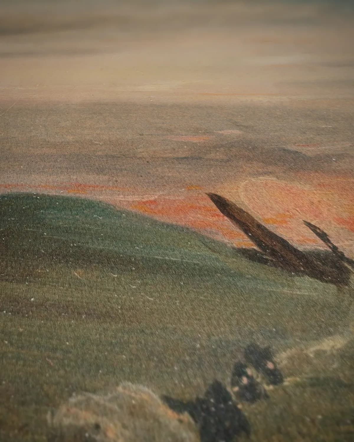 Stonehenge bij zonsondergang op geweven fluweel, uitsnede 2 van 3
