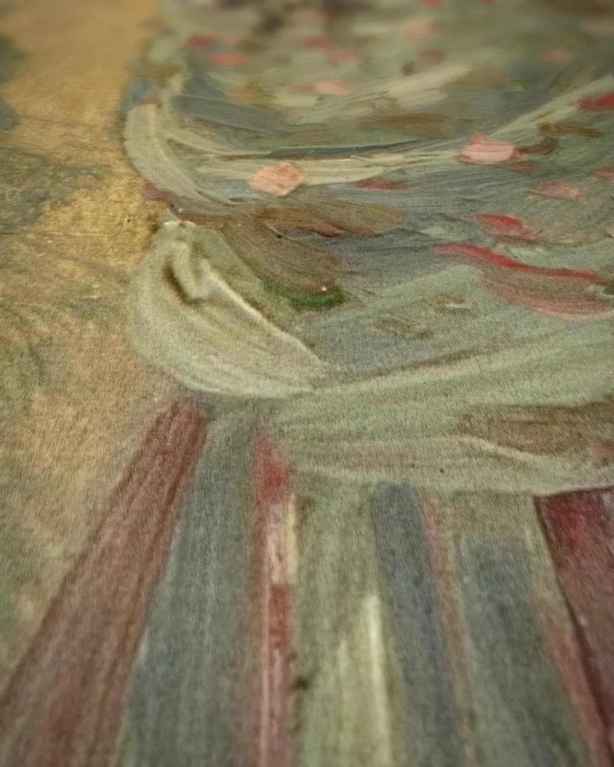 Studie van een vrouw met bloemen op geweven fluweel, uitsnede 1 van 3