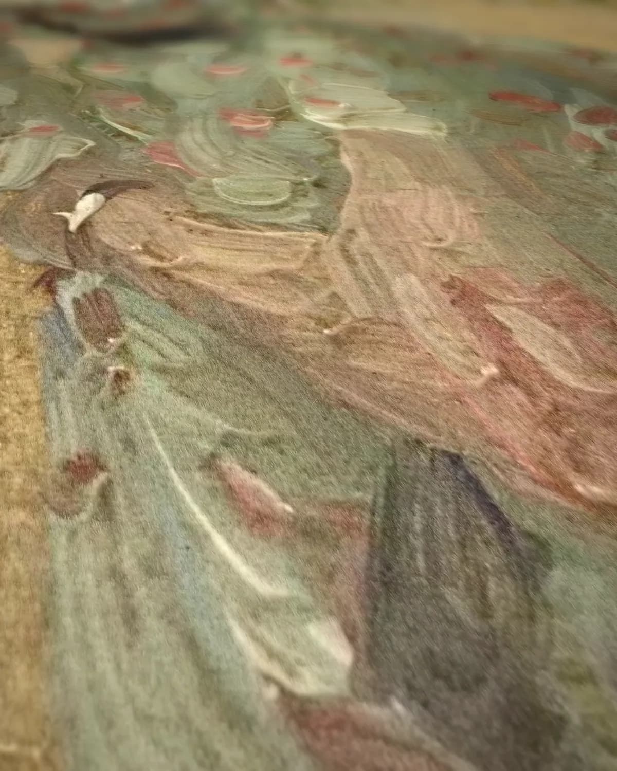 Studie van een vrouw met bloemen op geweven fluweel, uitsnede 2 van 3