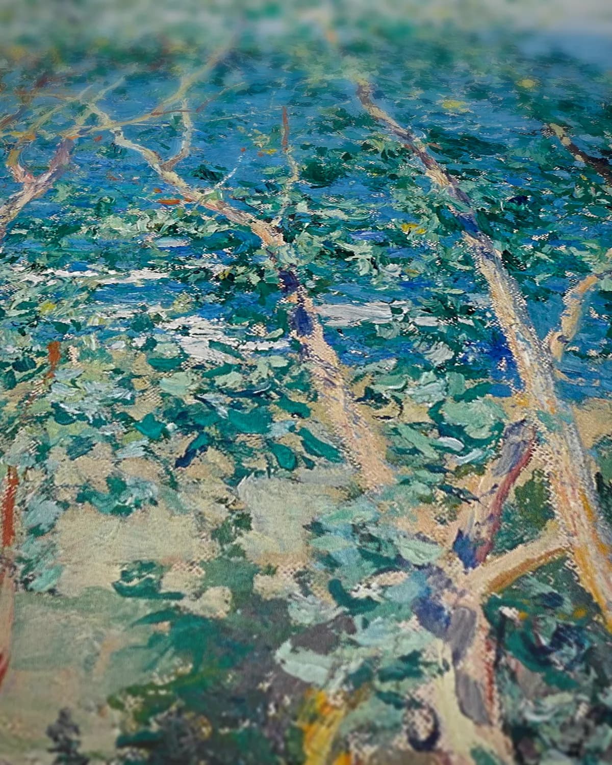 Tabaksbomen bij La Jolla op geweven fluweel, uitsnede 3 van 3