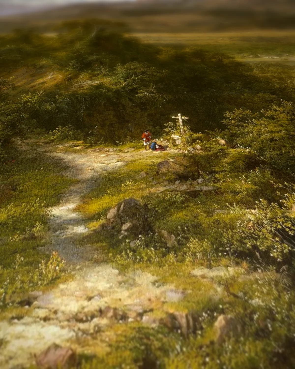 The Heart of the Andes (1859) op geweven fluweel, uitsnede 1 van 3