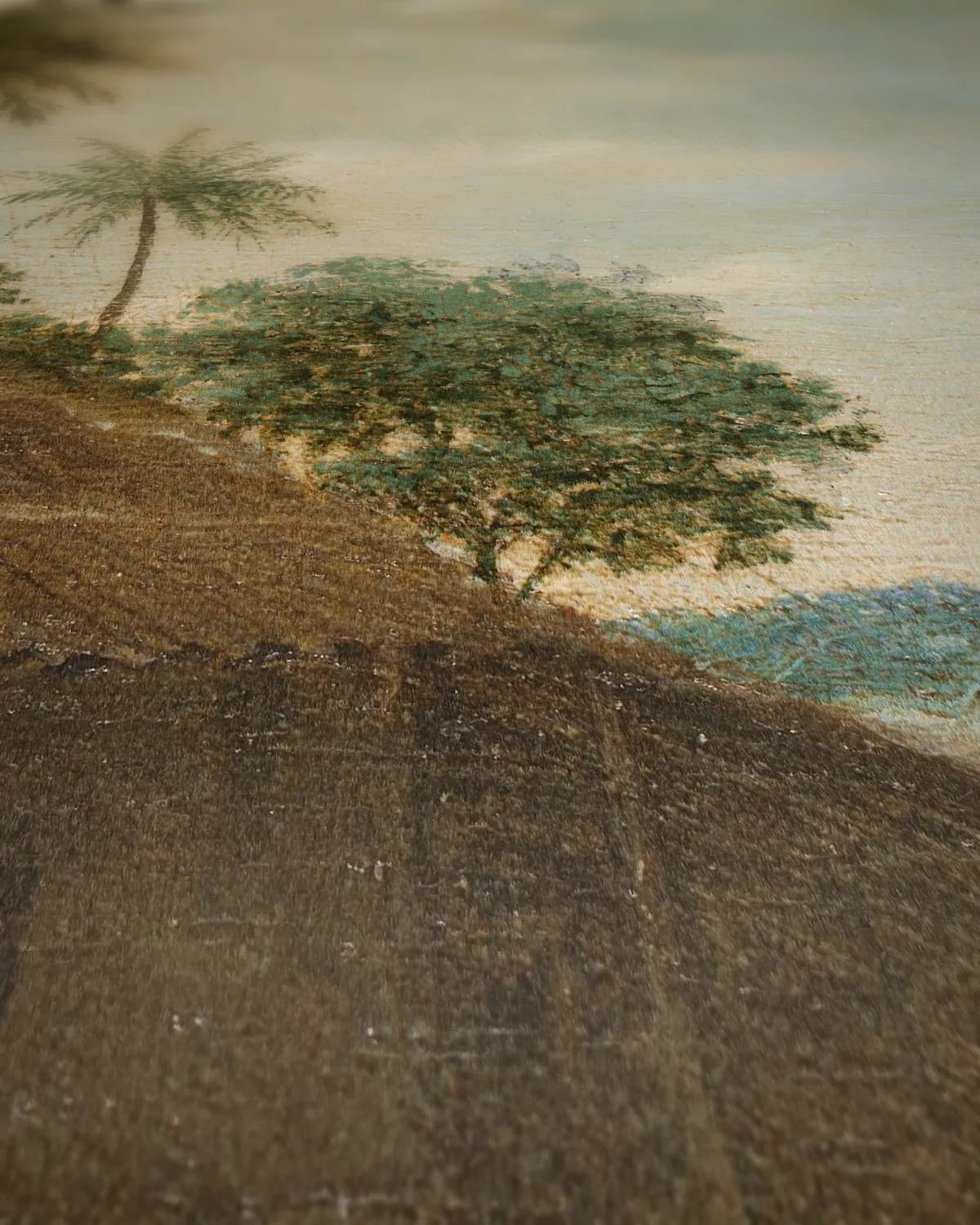 Tropisch dorpsleven op geweven fluweel, uitsnede 1 van 3