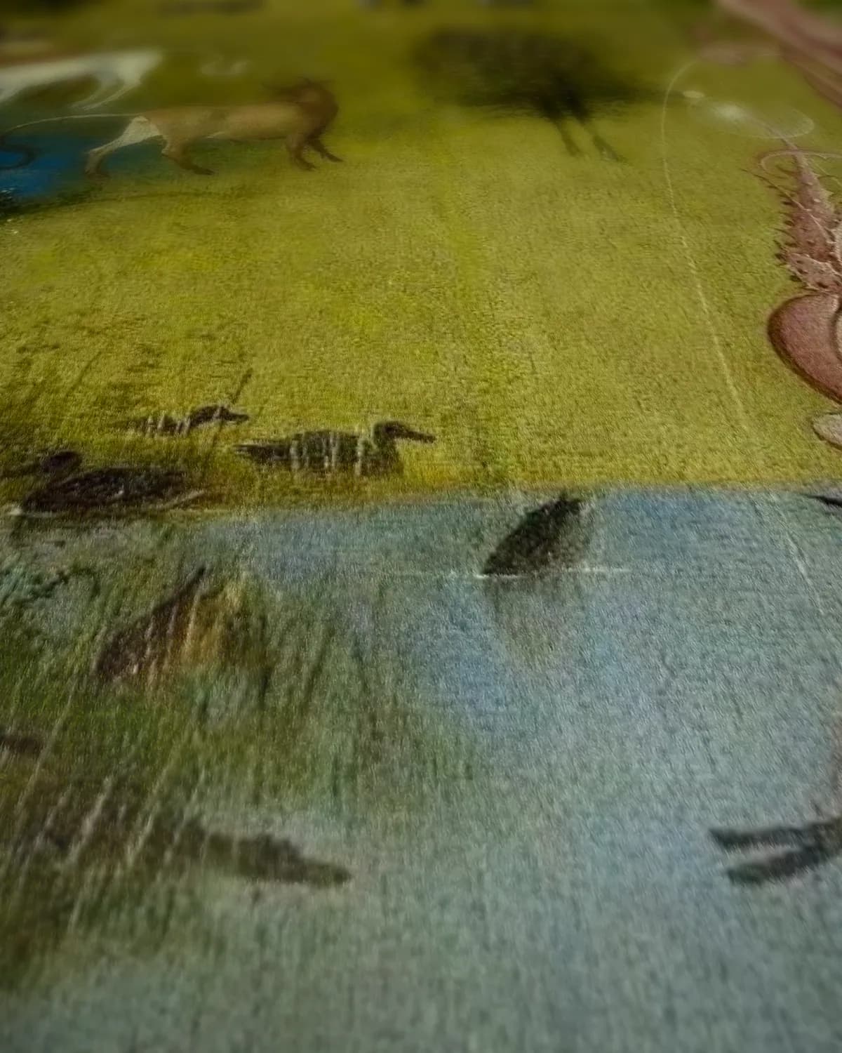 Tuin der Lusten - linkerpaneel (het aardse paradijs) op geweven fluweel, uitsnede 1 van 3