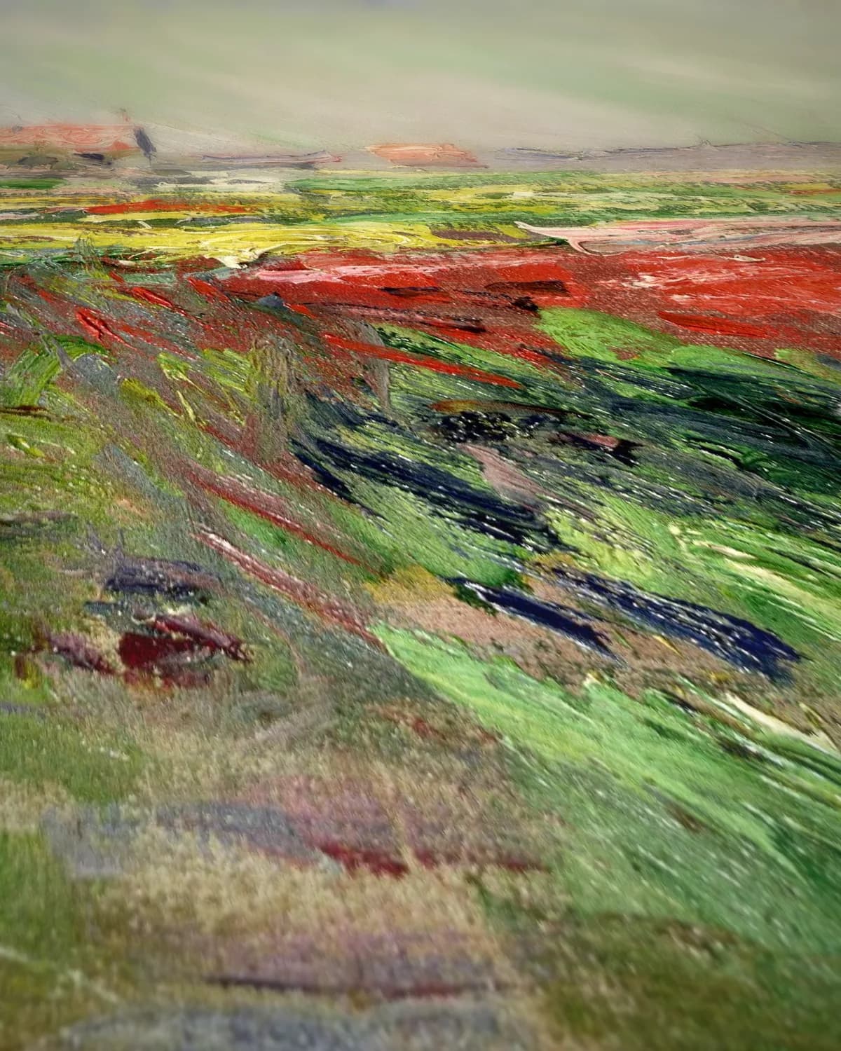 Tulpenveld in Holland op geweven fluweel, uitsnede 2 van 3