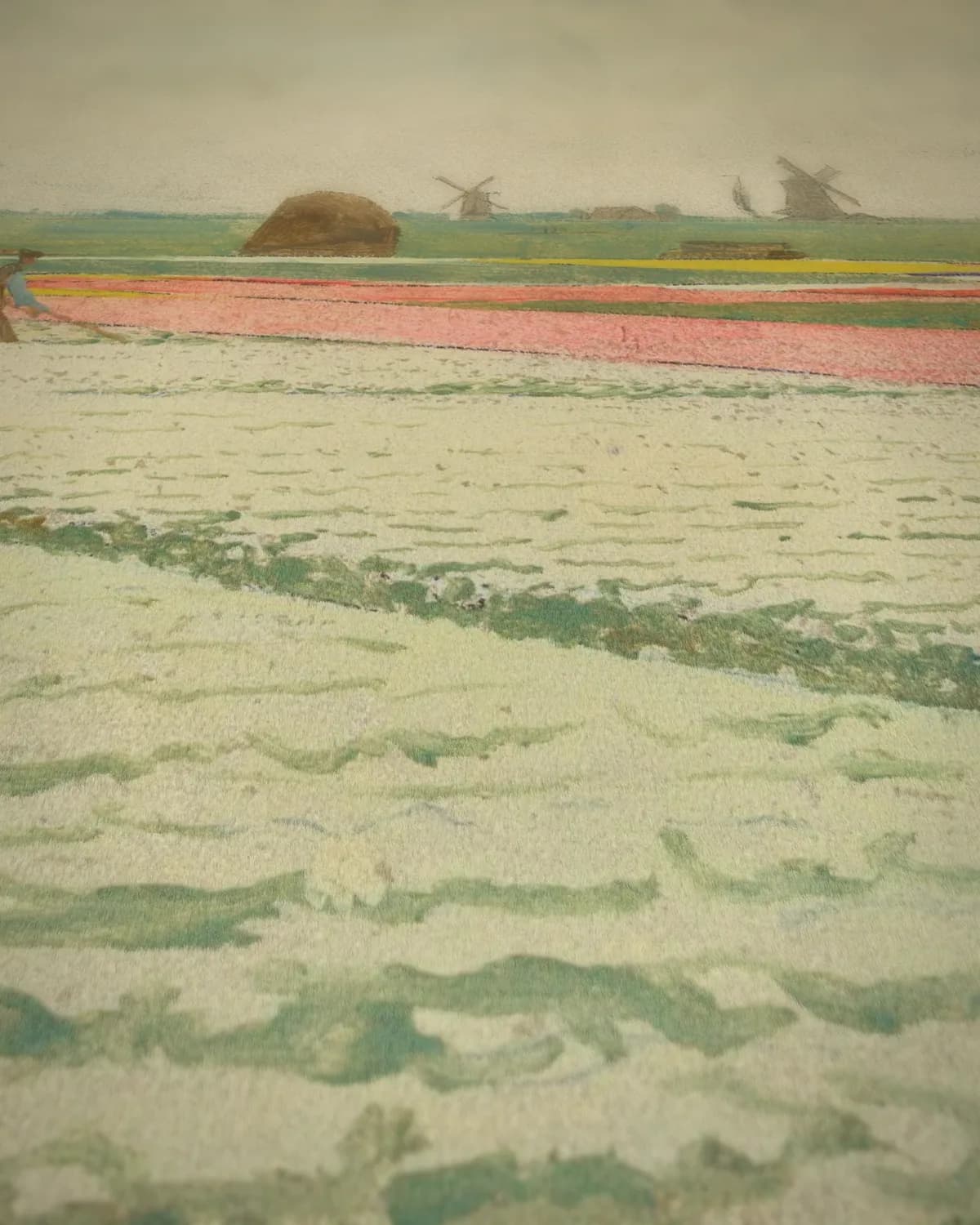 Tulpenvelden op geweven fluweel, uitsnede 3 van 3