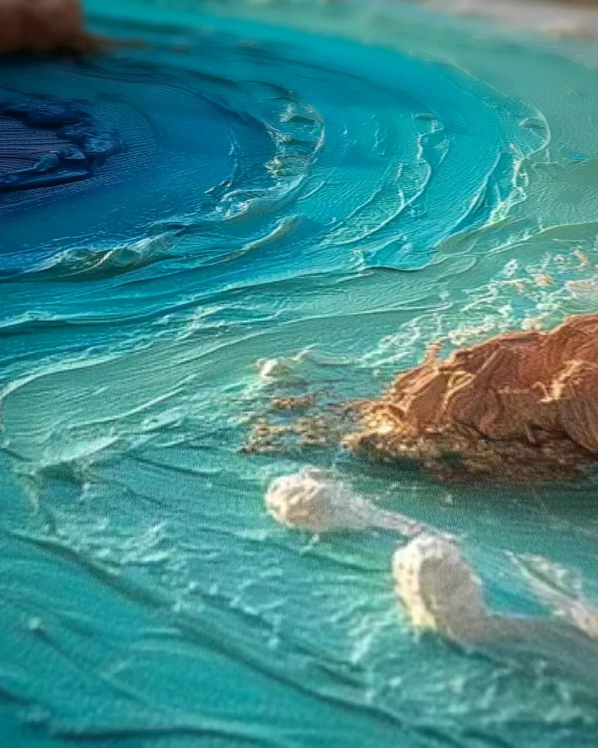 Turkooizen inham op geweven fluweel, uitsnede 3 van 3