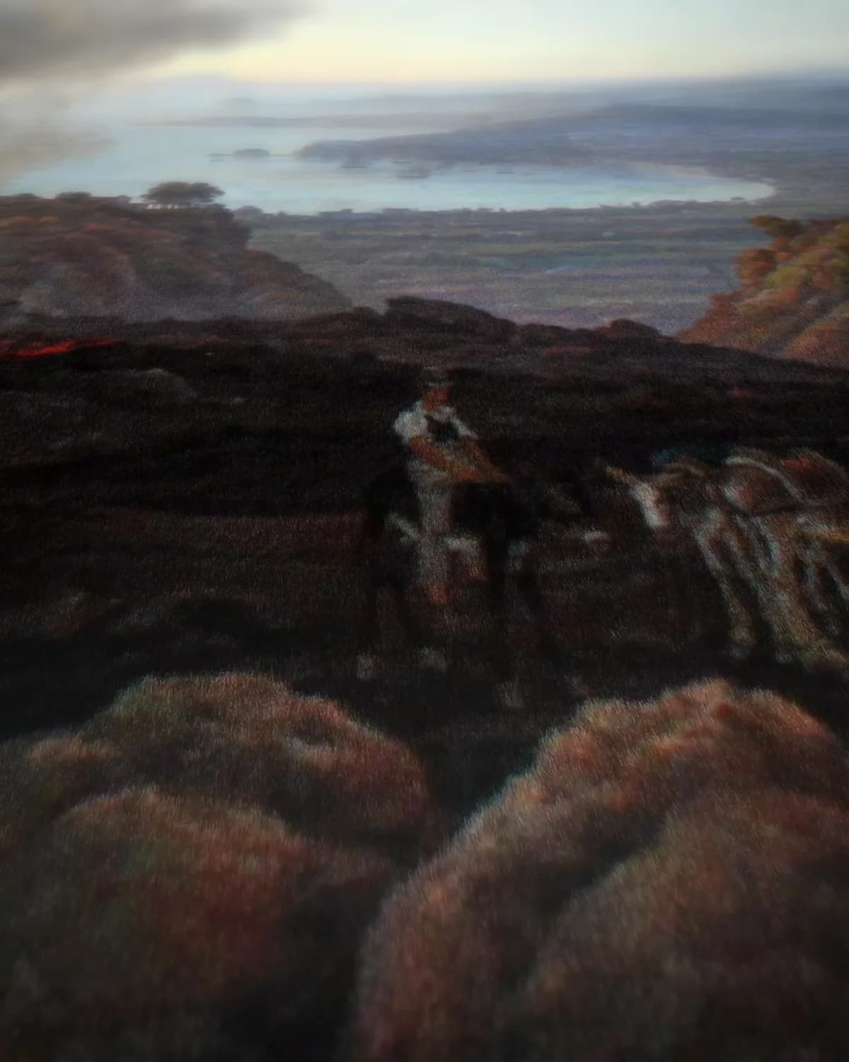Uitbarsting van de Vesuvius, december 1820 op geweven fluweel, uitsnede 1 van 3