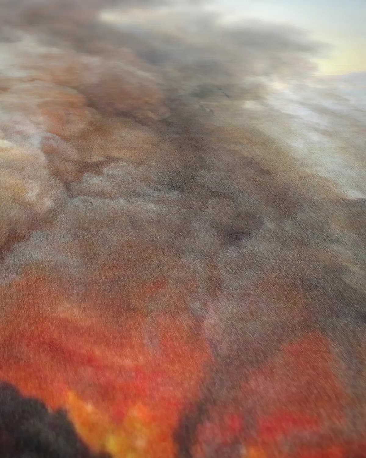 Uitbarsting van de Vesuvius, december 1820 op geweven fluweel, uitsnede 2 van 3
