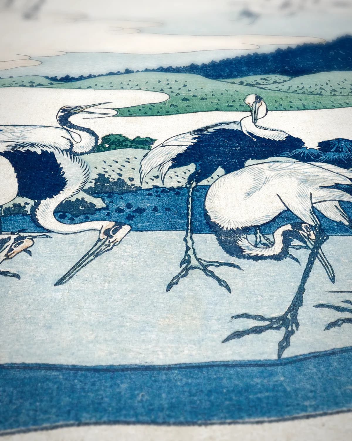 Umezawa reigers in de Provincie Sagami op geweven fluweel, uitsnede 3 van 3