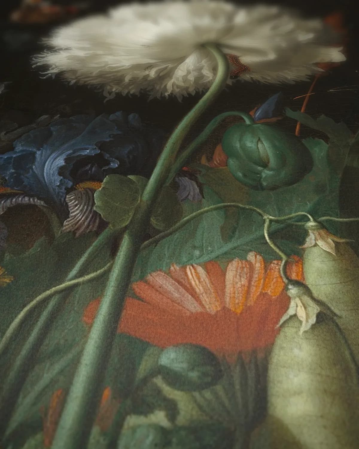 Vaas met bloemen op geweven fluweel, uitsnede 3 van 3