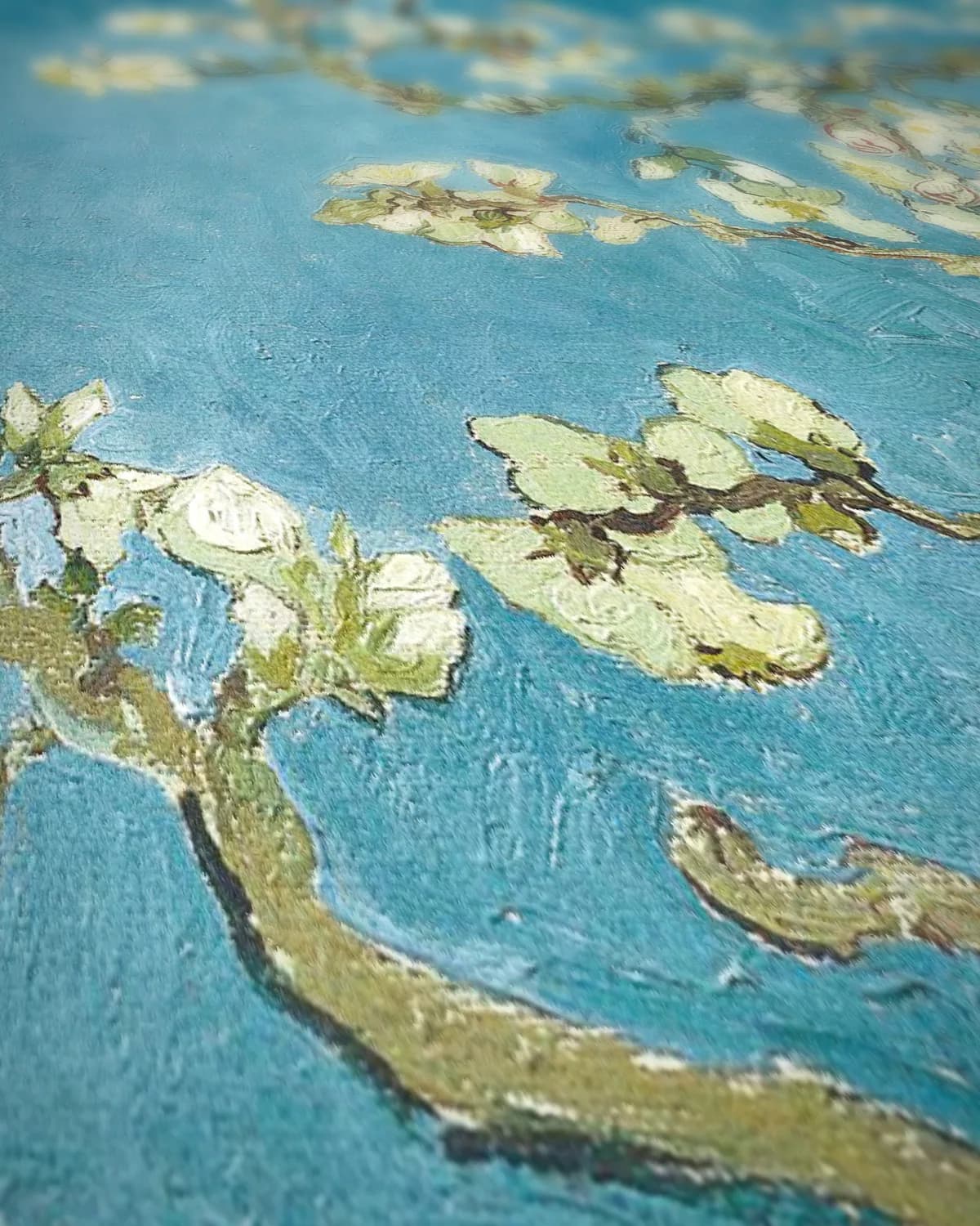 Van Gogh's Amandelbloesem op geweven fluweel, uitsnede 2 van 3