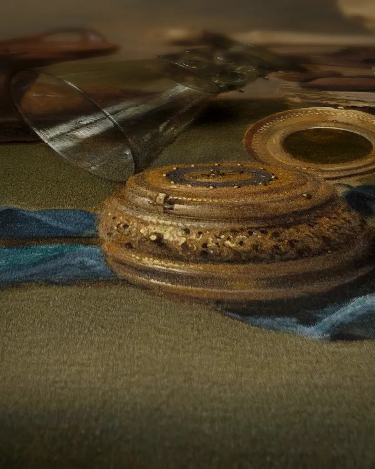 Vanitas-stilleven, 1630 op geweven fluweel, uitsnede 1 van 3