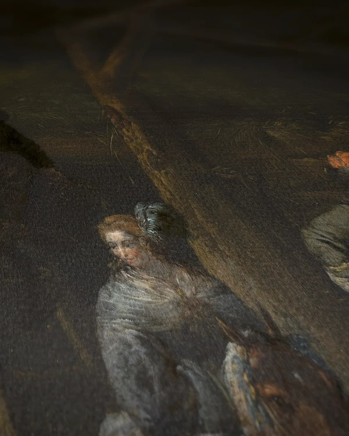 Vertrek uit de stal op geweven fluweel, uitsnede 2 van 3