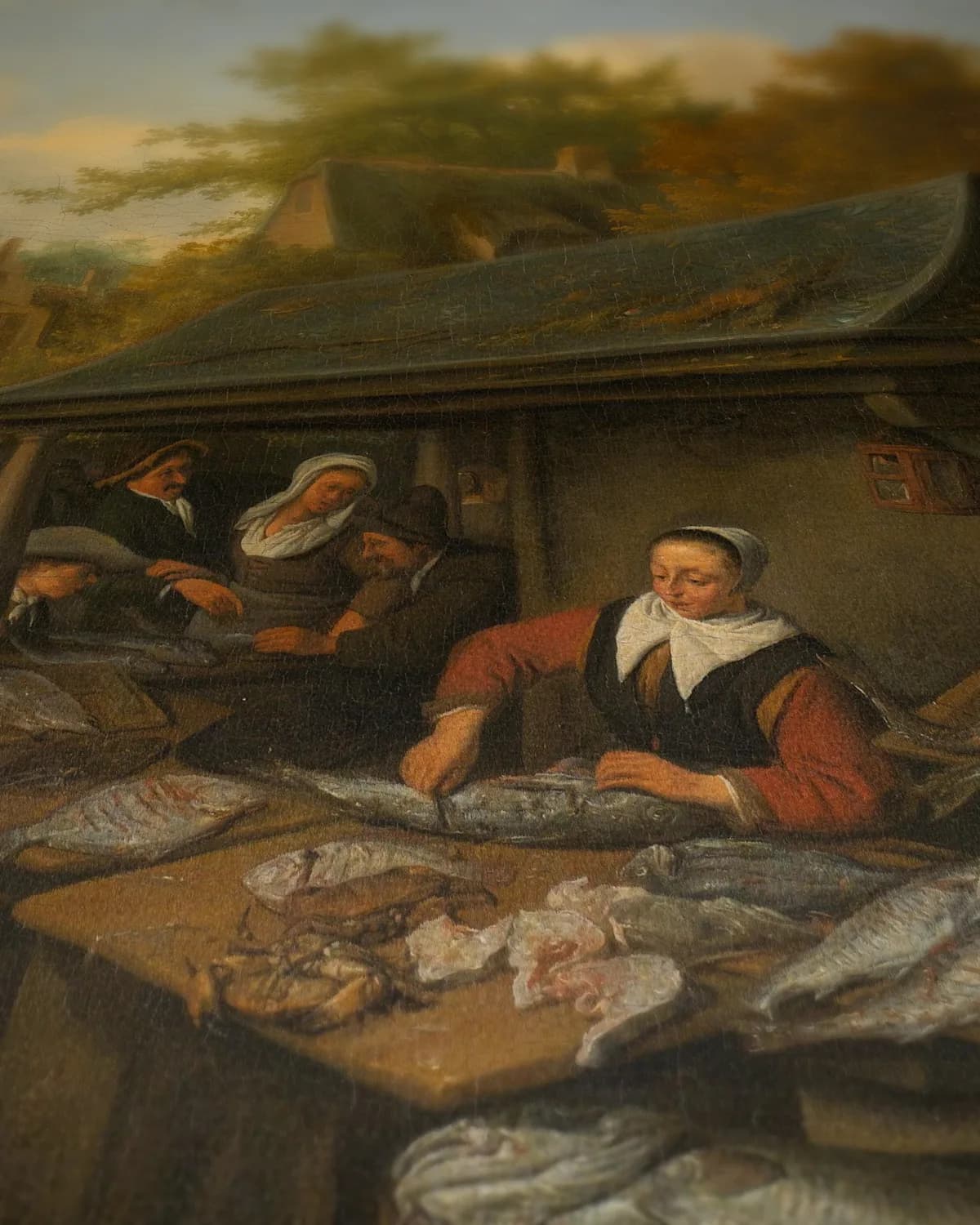 Vismarkt op geweven fluweel, uitsnede 3 van 3