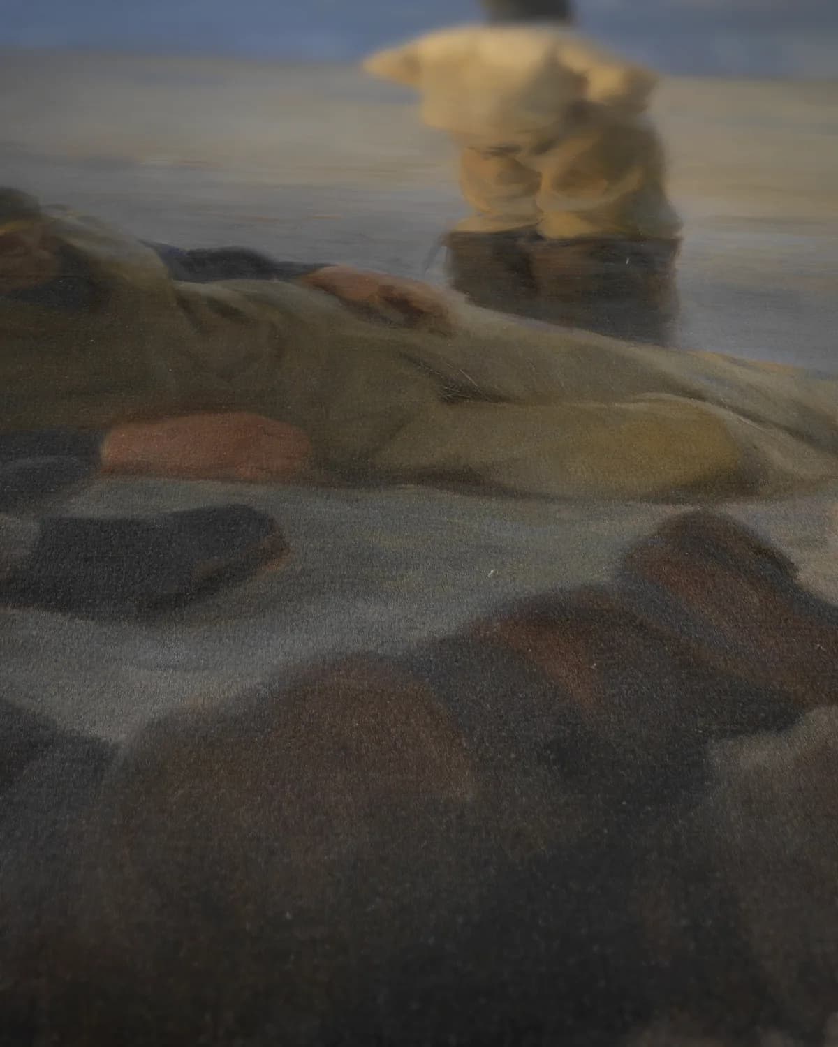 Vissers op het strand van Skagen op geweven fluweel, uitsnede 3 van 3
