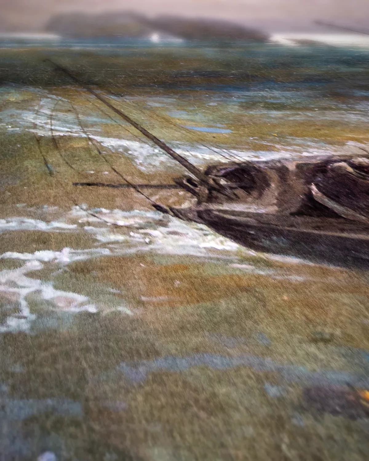 Vissers op zee op geweven fluweel, uitsnede 2 van 3