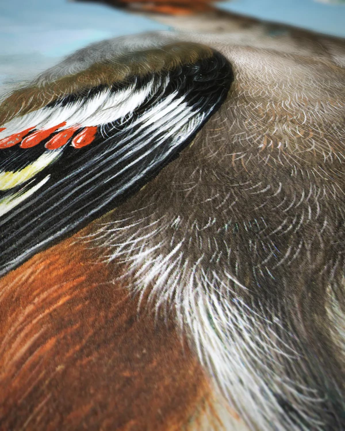 Vogelstudie op geweven fluweel, uitsnede 2 van 3