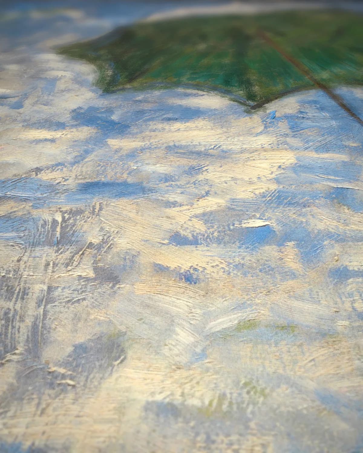 Vrouw met parasol, Madame Monet en haar zoon op geweven fluweel, uitsnede 3 van 3