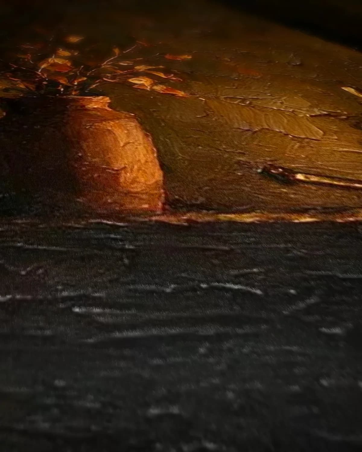 Vuur in de haard op geweven fluweel, uitsnede 2 van 3